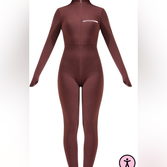 PrettyLittleThing Chocolate Brown Zipper Front Catsuit Size US 6 NWT - Picture 2 of 4